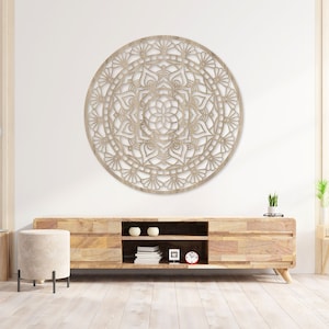 Mandala in pizzo in legno, decorazione d'arte da parete per la famiglia, decorazione mandala in legno, decorazione da parete fiore della vita, decorazione per la casa, regalo di decorazione in legno Oak Sonoma