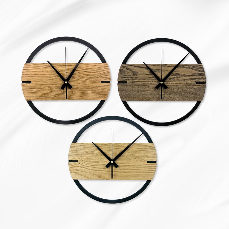 Wanduhr aus Holz, Wanduhr Unikat, Holz Wanduhr, Holzuhr, große Uhr, Holzuhr, Holz Wanduhr, Eiche Wanduhr Bild 1