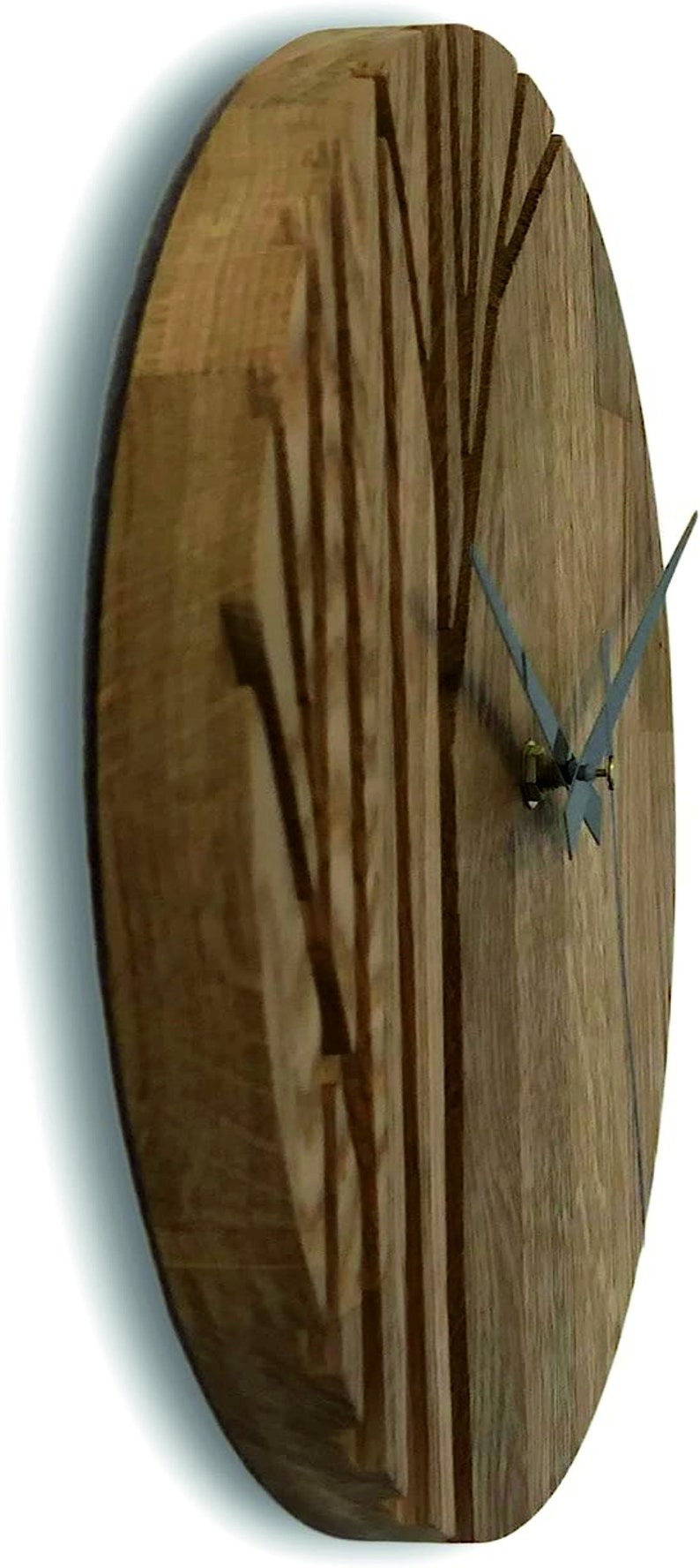 Large Oak Wood Wall Clock: Modern Tree Design, Silent Movement - Etsy