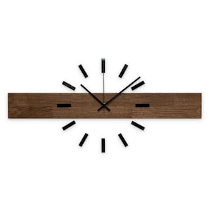 Minimalist Vertical Oak Wall Clock – Handmade Scandinavian Wood Timepiece – Elegant Rustic Modern Home & Office Wall Decor – Perfect Gift