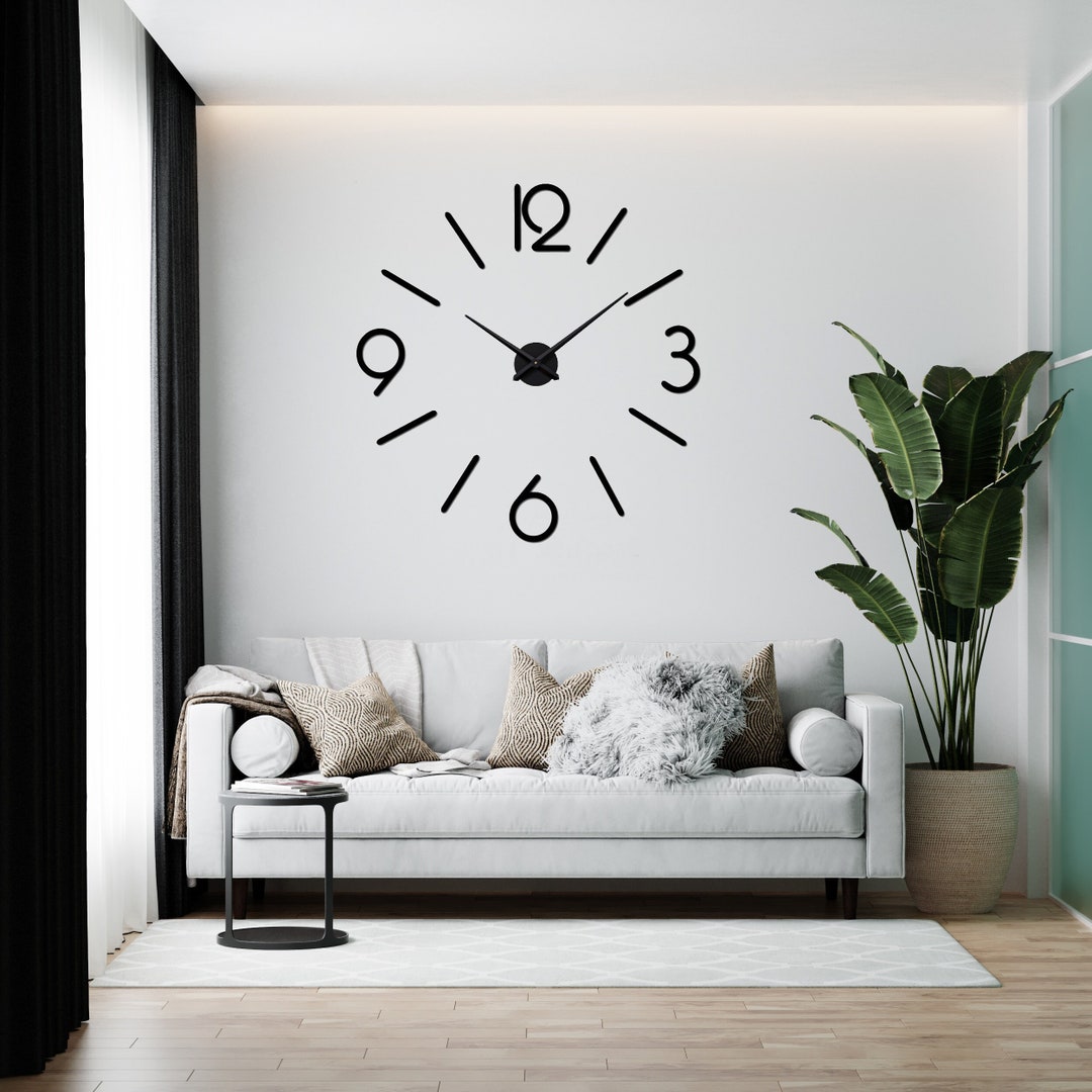 Reloj de pared grande y moderno, reloj de pared 3D, decoración del hogar,  reloj de pared con espejo, reloj 3D moderno acrílico para propietarios de  viviendas, reloj de sala de estar 