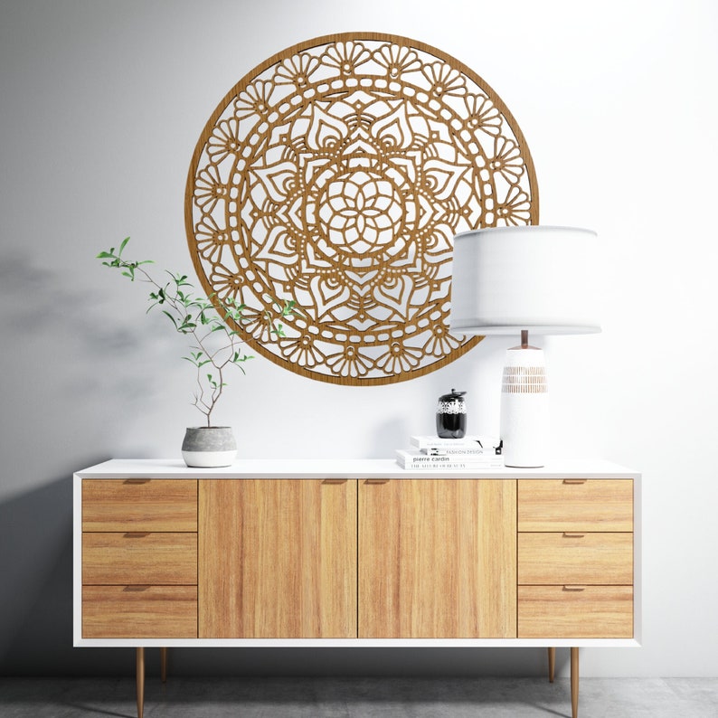 Mandala dentelle en bois, décoration d'art murale familiale, décoration mandala en bois, décoration murale fleur de vie, décoration d'intérieur, cadeau décoration en bois Oak