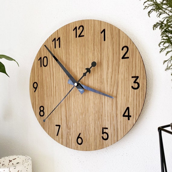 Horloge murale en bois Horloge murale de cuisine Grande horloge murale pour mur Horloge en bois Horloge murale Horloge murale moderne en bois Chiffres | Epaisseur : 3,6 mm