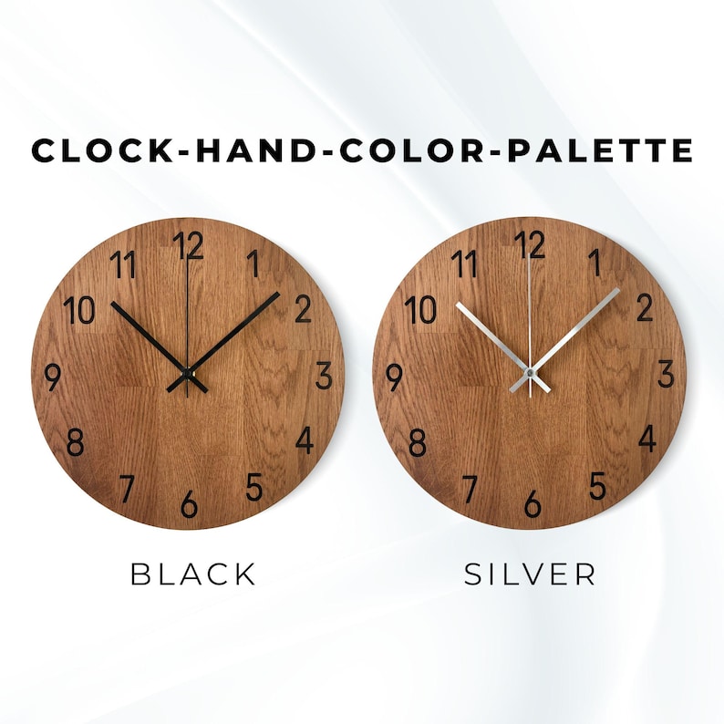 Handmade Oak Wall Clock – Silent Wooden Clock, Minimalist Design, Amber ...