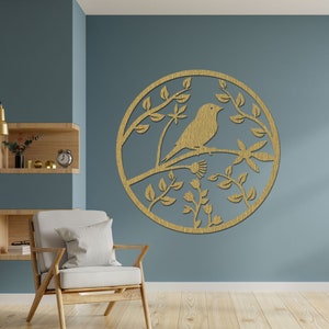 Holzwand Mandala Zuhause Wandbehang Dekor Vogelnest Design aus Holz Eleganz und natürliche Schönheit für Ihren Wohnraum Gold