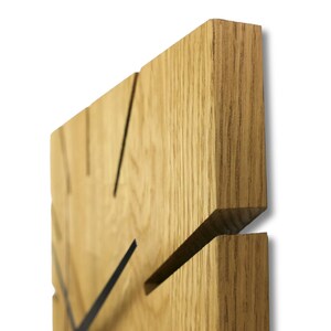 Honey Wooden Wall Clock Oak Wall Clock Modern Wood Clock Home Decoration Wall Massif Art Oak Wood Wall Clock Minimalist Large Square Clock image 6