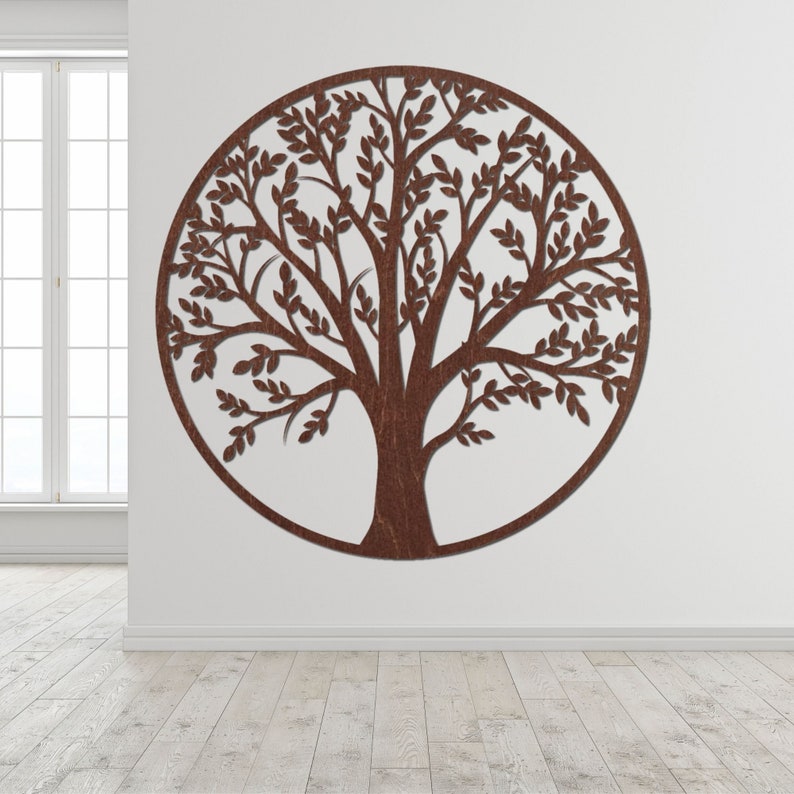 Mandala ad albero / Arte da parete / Decorazione in legno / Mandala grande / Appeso a parete / Decorazione in legno / Albero geometrico / Regalo per lei Brown