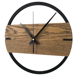 Horloge murale en bois, Horloge murale moderne en chêne, Horloge en bois, Grande horloge, Horloge en bois, Horloge murale en bois de chêne, Décoration d'horloge murale 3D FONCÉ image 6