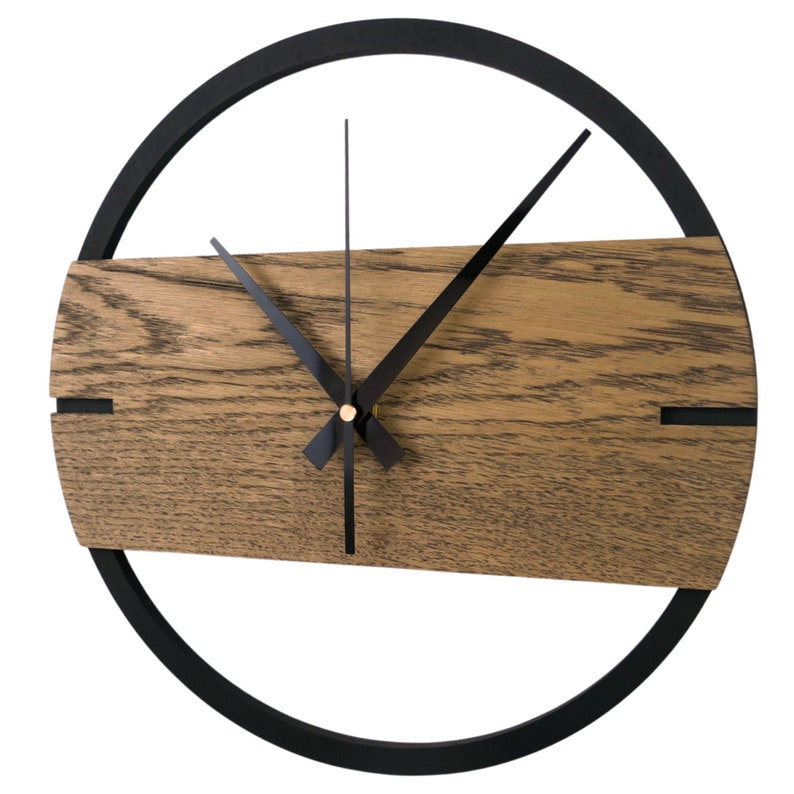 Horloge murale en bois, Horloge murale moderne en chêne, Horloge en bois, Grande horloge, Horloge en bois, Horloge murale en bois de chêne, Décoration d'horloge murale 3D FONCÉ image 6