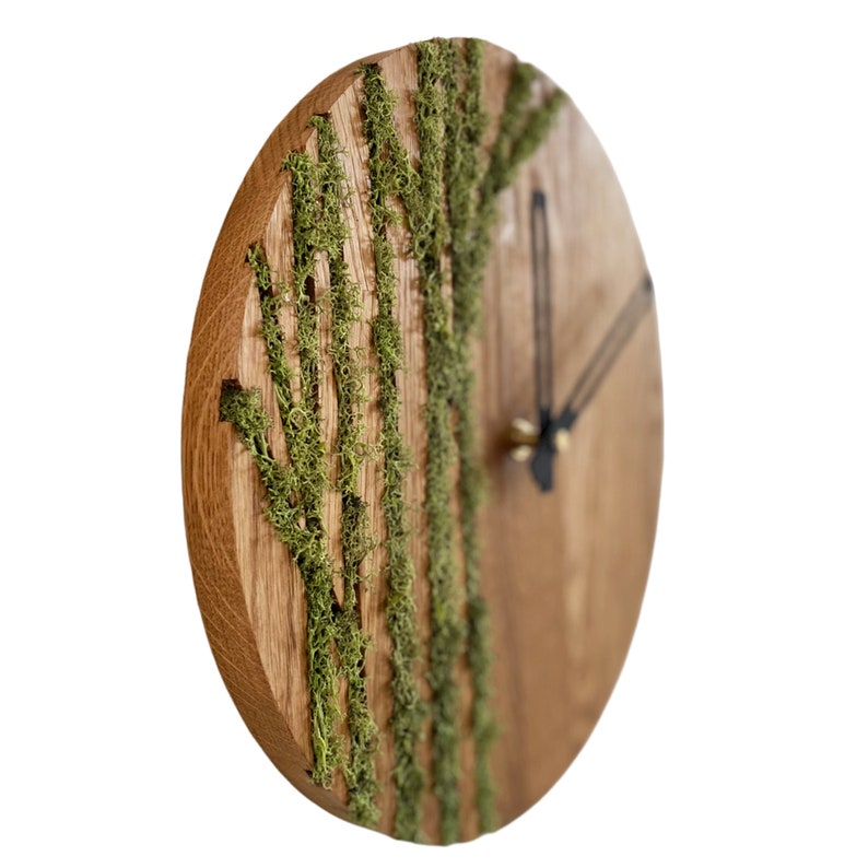 Oak Wood Moss Wall Clock: Modern Home Decor - Etsy