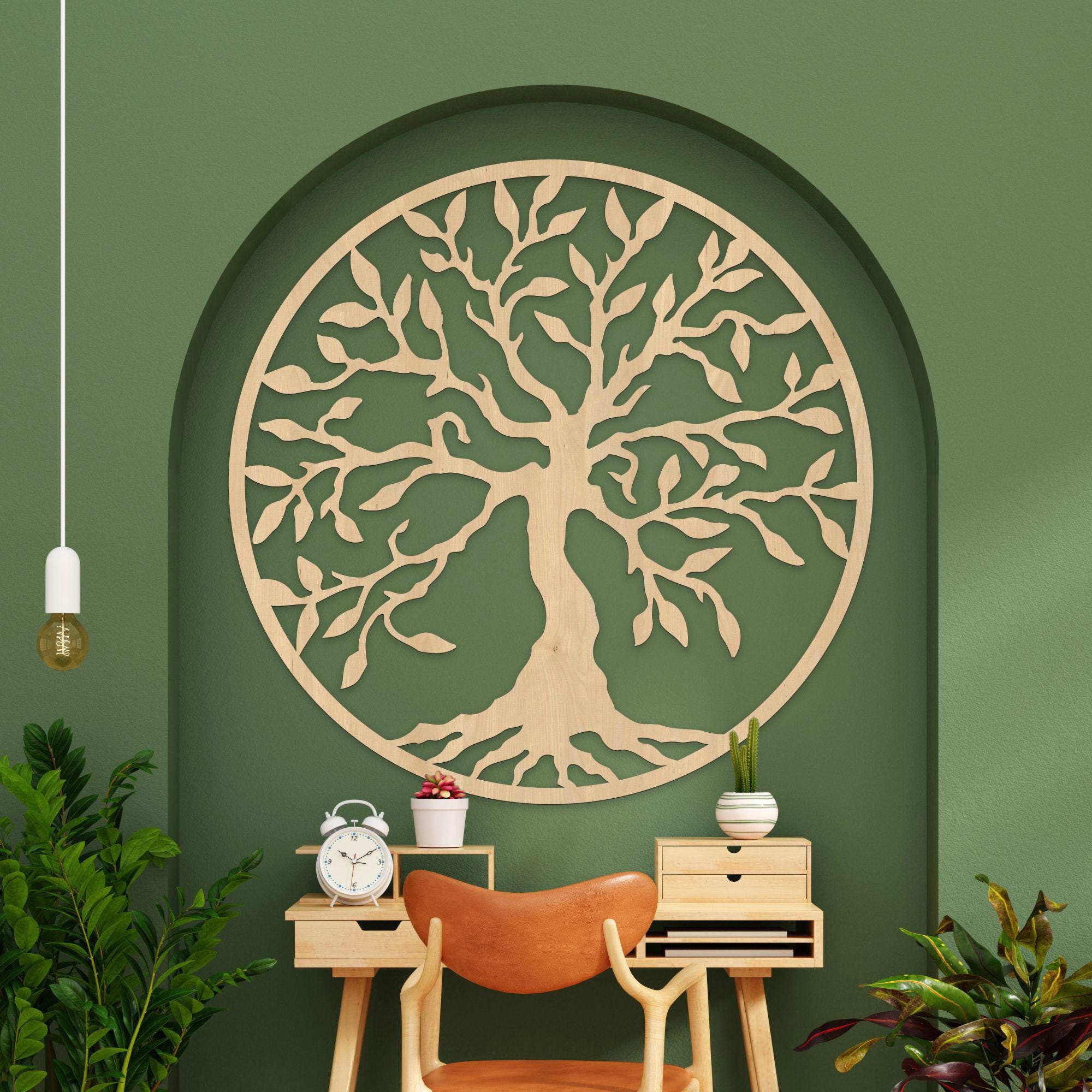 Grande décoration murale arbre de vie en métal 60 cm à suspendre
