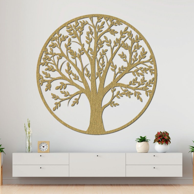 Mandala ad albero / Arte da parete / Decorazione in legno / Mandala grande / Appeso a parete / Decorazione in legno / Albero geometrico / Regalo per lei Gold