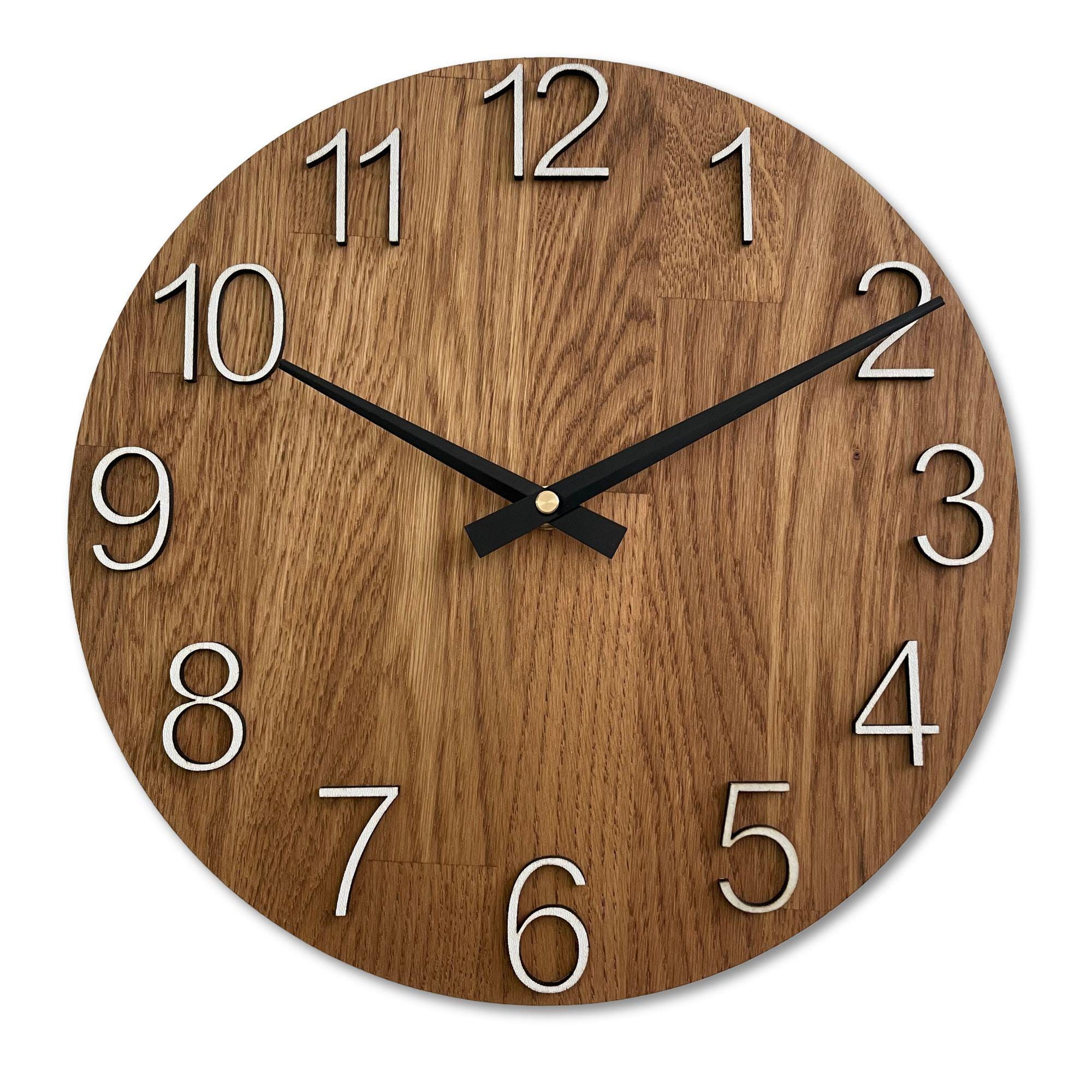 Large Oak Wood Wall Clock: Silent, Modern Minimalist Decor - Etsy