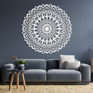 Élégant mandala en bois, décoration d'art murale en bois, fleur, décoration d'intérieur, art mural mandala en bois, panneau mural en bois pour chambre à coucher, décoration de salon White