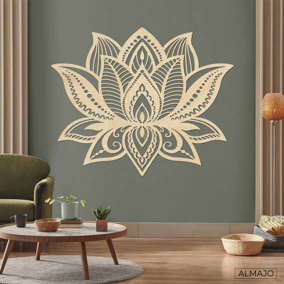 Gold Mandala Wall Art, Lotus Flower Wall Art, Bedroom Wall Decor, Living  Room Decor, Above Bed Decor, Bohemian Wall Hangings, Yoga Sig 