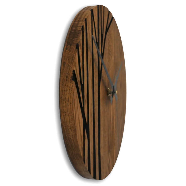 Oak Wood Wall Clock: Modern Tree Design, Silent Clock - Etsy