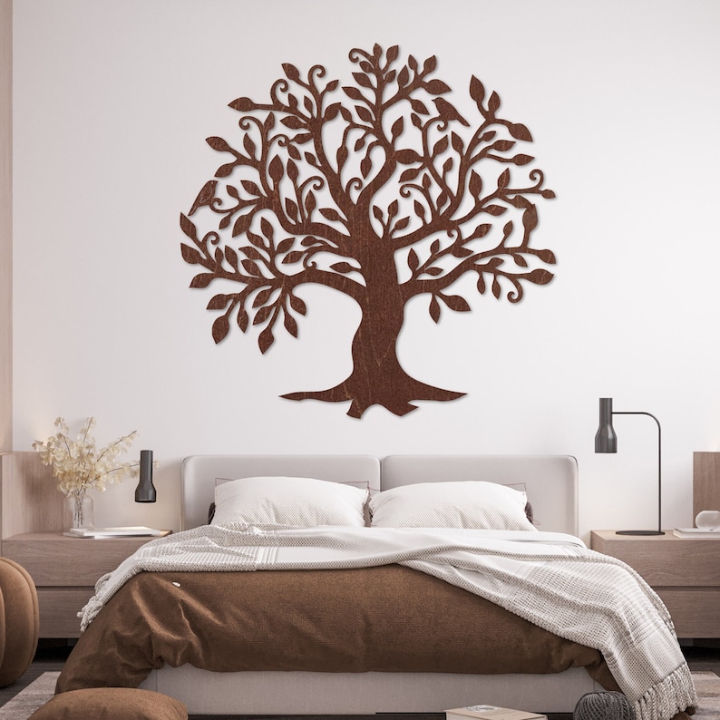 Decorazione da parete con rami di albero / Arte da parete in legno / Decorazione in legno / Albero della vita / Albero di legno / Decorazione domestica / Dipinto su una parete di legno Marrone