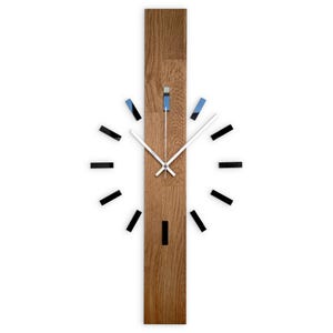 Rustic Handmade Oak Wall Clock – Minimalist Vertical Design – Modern Scandinavian Natural Wood Decor for Living Room or Office – Gift