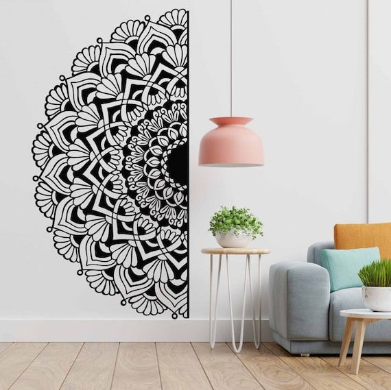 Half Mandala Wooden Flower of Life Mandala Wall Art Wooden Decoration Large Mandala Wall Hanging Wood Decor Geometry Flower Above Bed Etsy