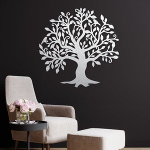 Branches Tree Wall Decor Wood Wall Art Wooden decoration Tree of life Wood tree Home Decoration Painting on a wood wall Silver