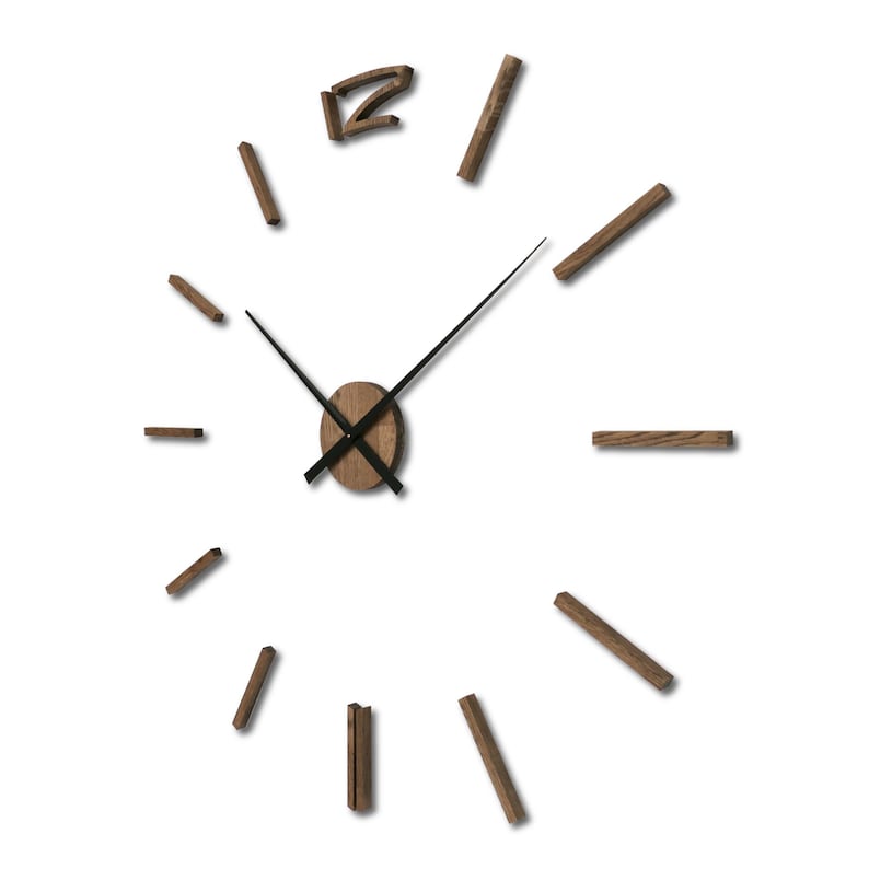 Eichenholz Wanduhr 3D Effekt Holz Wanduhr Lautlos Große Uhr Durchmesser Minimalistische Eichenholz Uhr Übergroße Wand Moderne Uhr DIY Bild 4