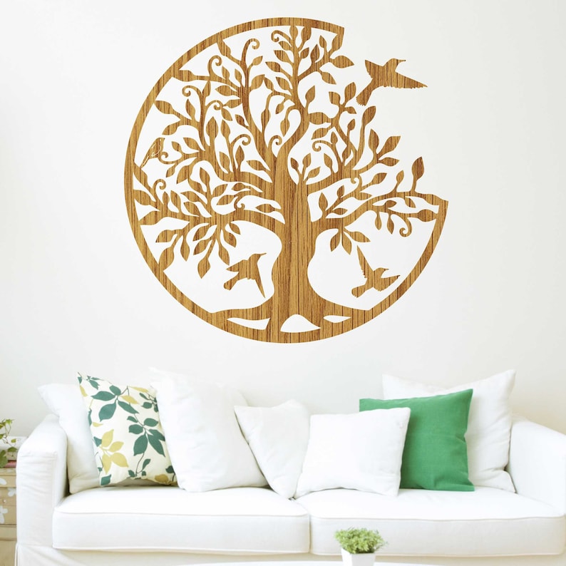 Elegant Wooden Exclusive Wood Wall Art Decor Flower Wall Hanging Mandala Wood Wall Art Bedroom Wood Wall Panel Living Room, Tree Of Life Oak