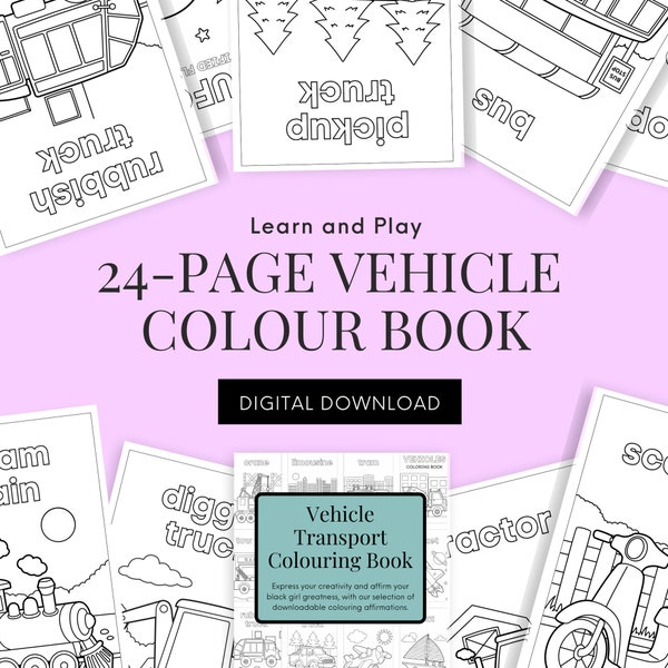 VEHICLE COLOURING PAGES | Creative Learn and Play Activity | spelling and hand writing activity| daily learning tool for children