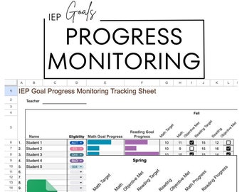 Easy IEP Goals and Progress Monitoring Tracking (Google Sheets) for Math and Reading Progress Monitoring