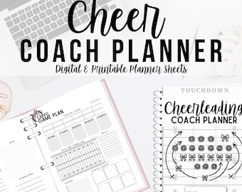 Football Cheer Coach Planner: Printable Planning Sheets PDF Download Bows Cover