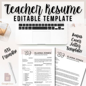 Elegant Teacher Resume Template: ATS Friendly, Cover Letter (Google Docs)
