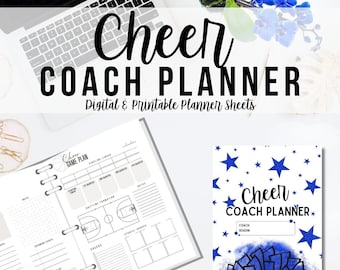 Cheer Coach Planner: Royal Blue Stars, Printable Planning Sheets PDF Digital Download