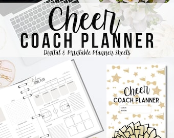 Cheer Coach Planner: Gold Glitter Planning Sheets PDF Digital Download
