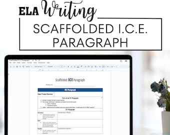 Scaffolded ICE Paragraph Graphic Organizer Writing Supports Google Doc Printable, Text Evidence, Essay Template