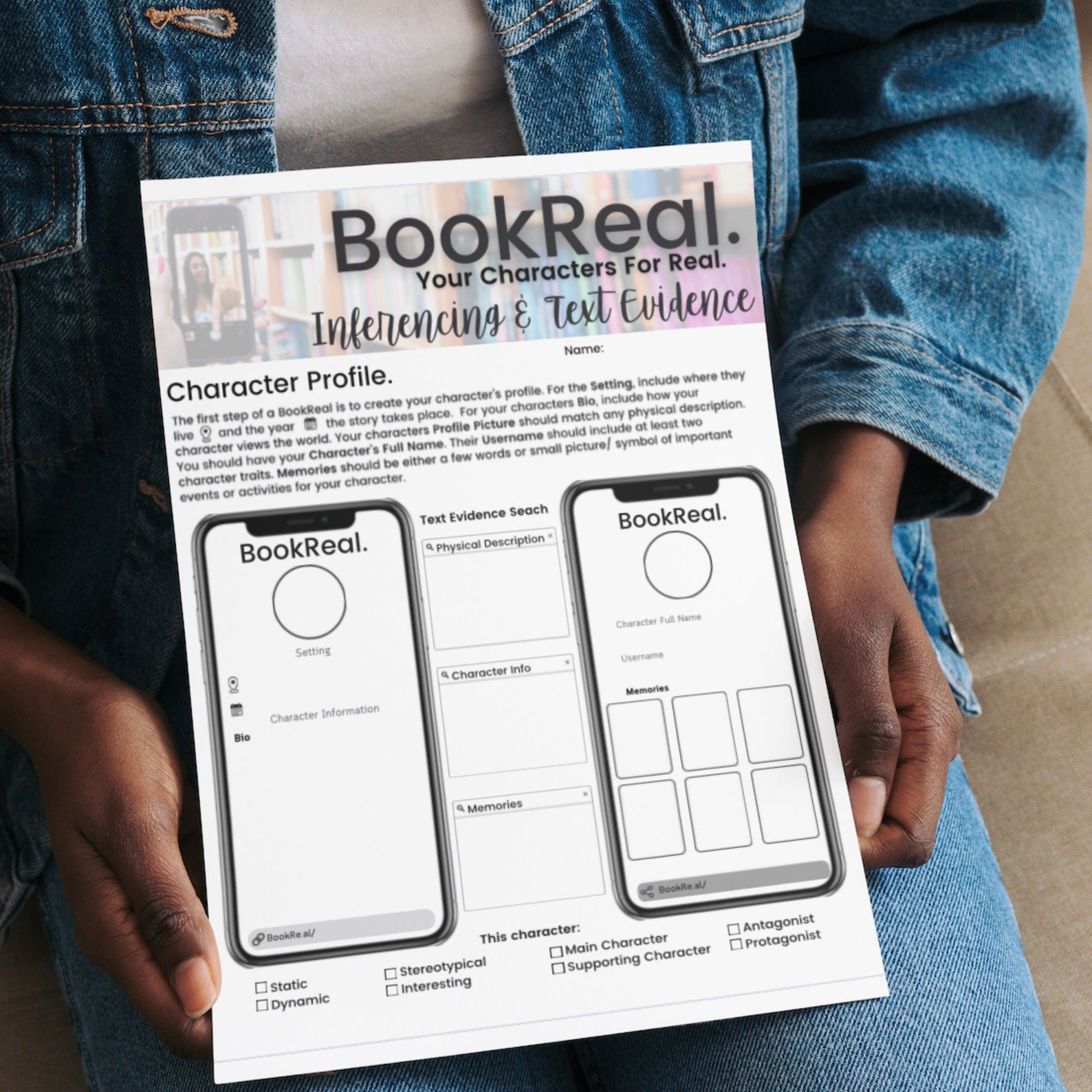 Character Analysis Activity Sheets: Bookreal Social Media Template ...