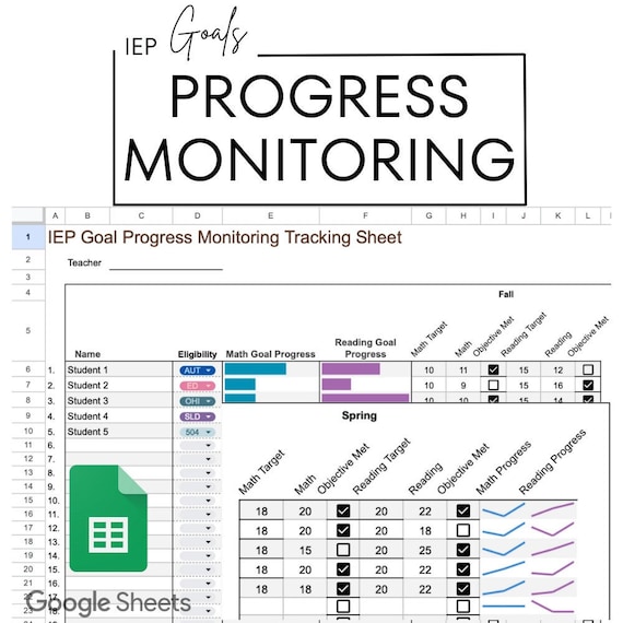 IEP Goals Tracker: Math & Reading Progress Monitoring Google Sheet
