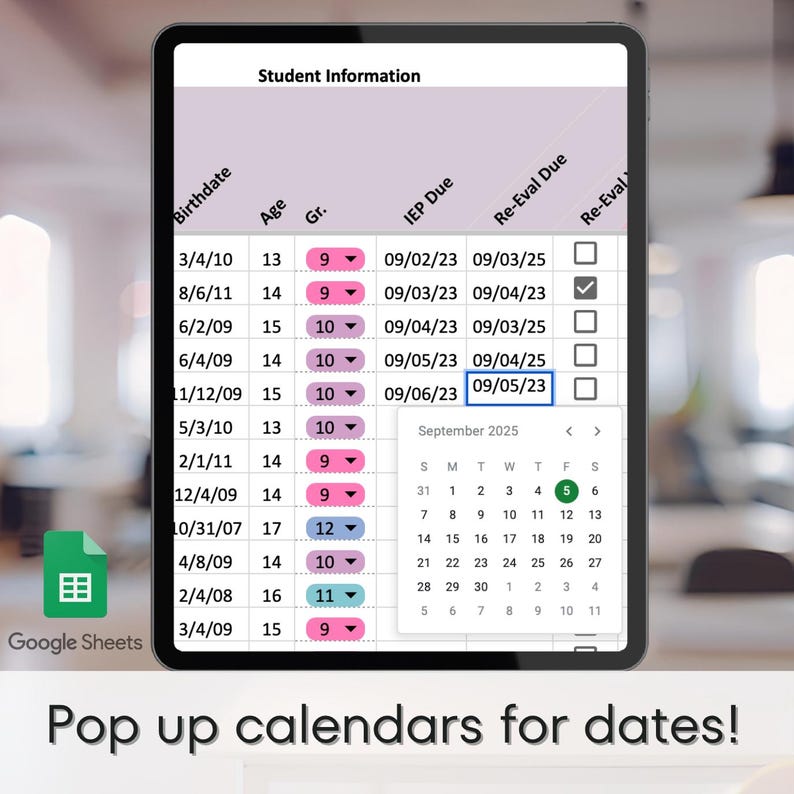 iep tracker, special education spreadsheet, teacher planner, iep meeting planner, google sheets template, iep data tracker, editable spreadsheet, progress monitoring, sped organization, teacher organization, iep progress tracker, iep template, digital teacher planner
