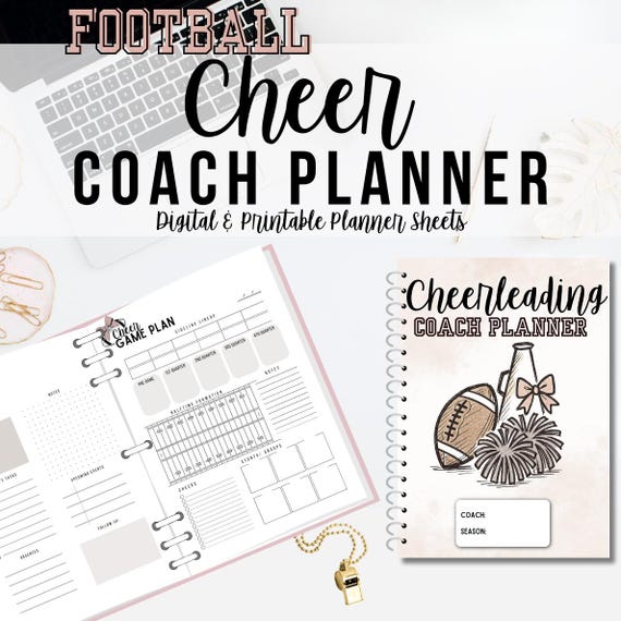 Football Cheer Coach Planner: Printable Planning Sheets PDF Digital Download Megaphone