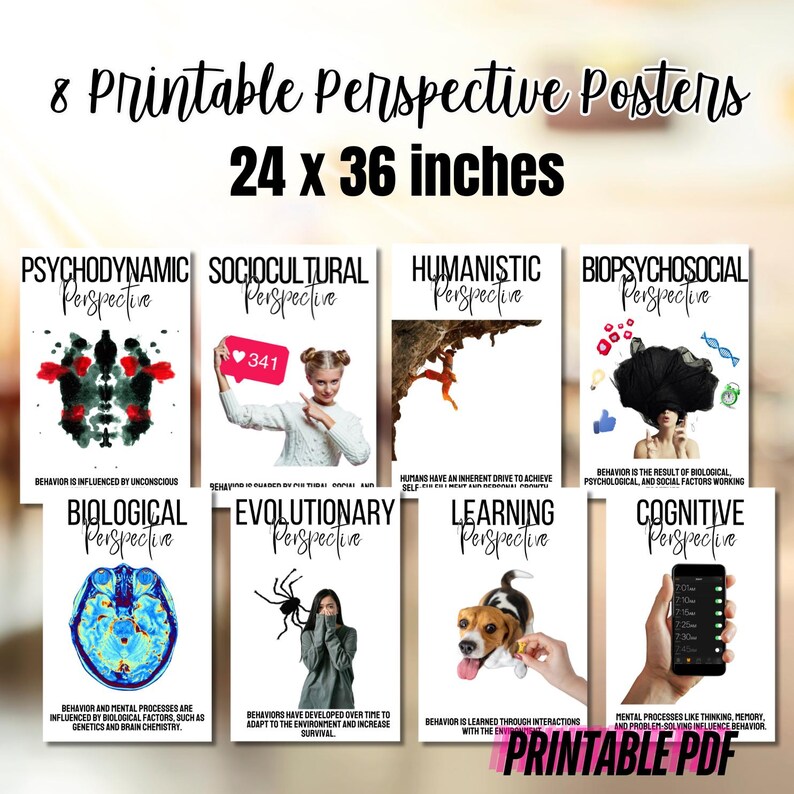 Minimalist Design: Simple, clean visuals and concise explanations make it easy to grasp the key elements of each psychological perspective.
Educational: These posters are not only decorative but also highly informative, helping students connect with complex ideas in a digestible way.
Instant Digital Download: No waiting for shipping! Print the posters at home or through your preferred printing service.