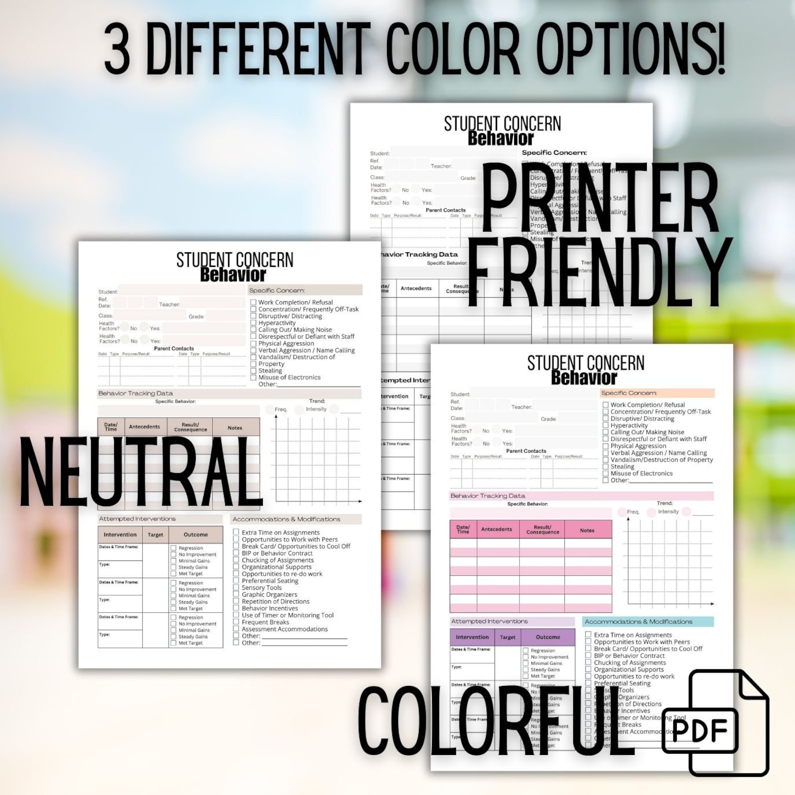 Student Concerns Documentation Sheets: IEP, RTI Interventions (PDF) - Etsy