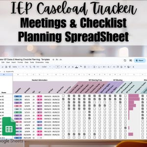 IEP Caseload Tracker | Editable Google Sheets Meeting Planner & Checklist | Progress Monitoring Template for Teachers