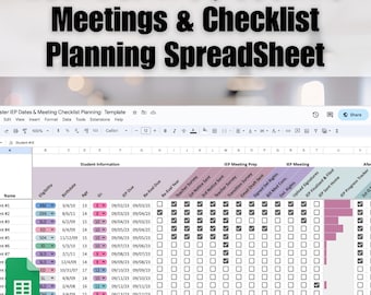 IEP Caseload Tracker Google Sheets | Special Education Meeting Planner Checklist | SPED Progress Monitoring | Editable Teacher Spreadsheet