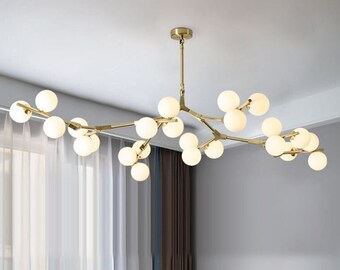 Creative Branch Arm Chandelier 12/18/24 Molecular Balls Light Fixtures Slanted Ceiling, Remodel For Living Room Office Bedroom Dining Room