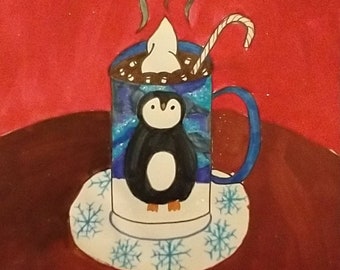 Whimsical Hot Cocoa Mugs, Children's Art Prints, Home Decor, Folk Art