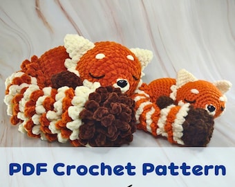 Red Panda Crochet Pattern: Huan the Sleepy Amigurumi with Fluffy Tail (PDF Pattern)