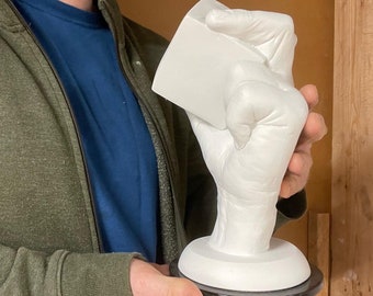 Vintage Plaster Hand Sculpture with Cube: Drawing Cast Art Education