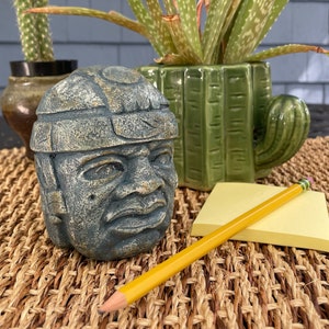 Olmec Head Sculpture Mexico Mexican art Olmec Small sculpture Educational reference Art Home decoration Unique gift image 2