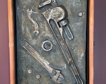 Tool Relief Sculpture: Metal Patina Wall Art, Jim Dine Inspired