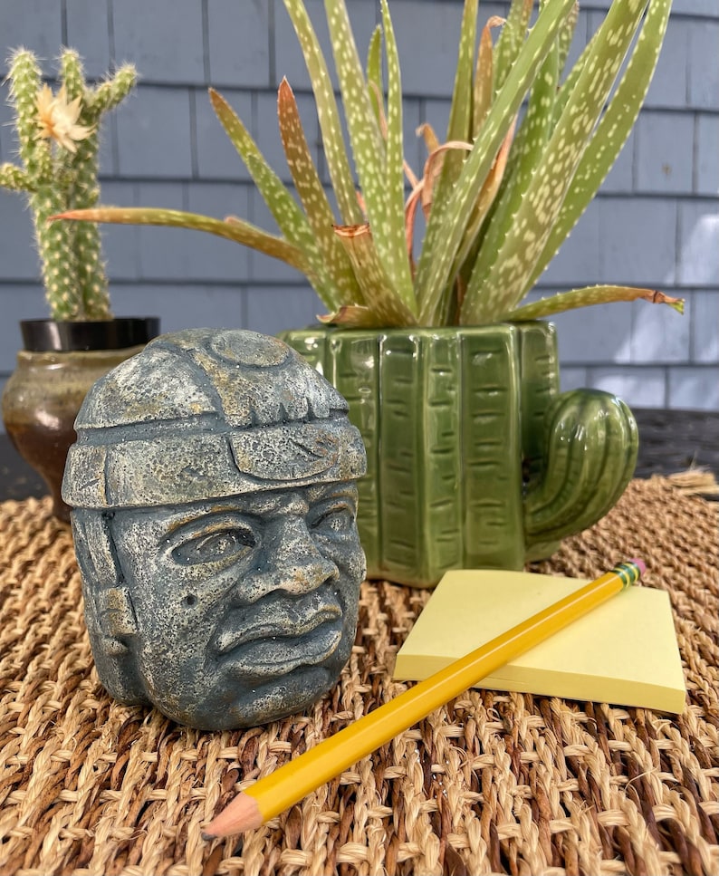 Olmec Head Sculpture Mexico Mexican art Olmec Small sculpture Educational reference Art Home decoration Unique gift image 2