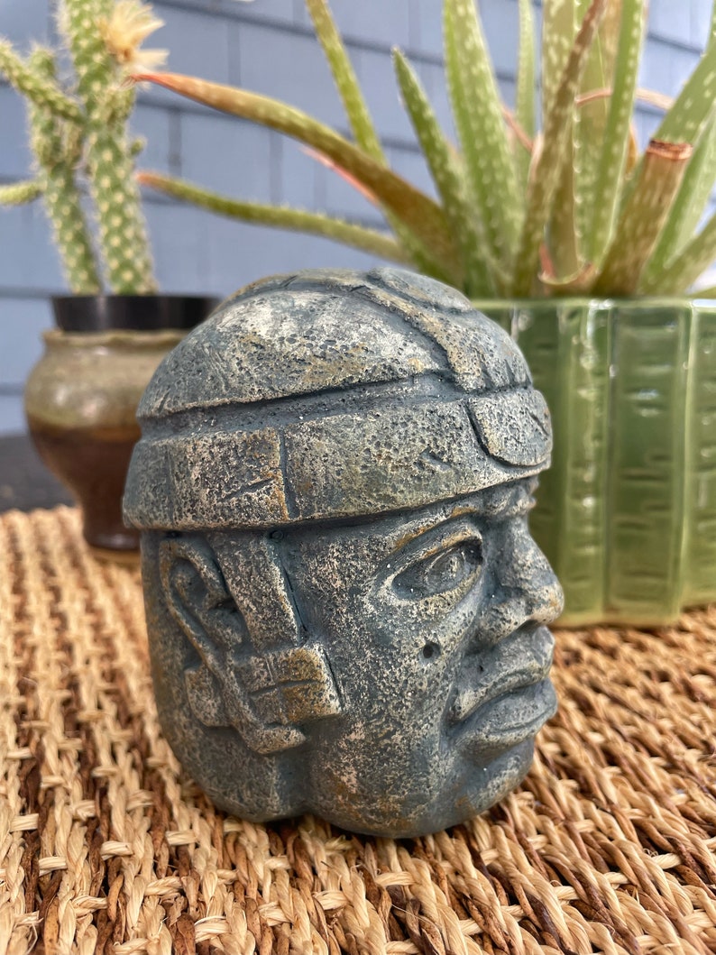 Olmec Head Sculpture Mexico Mexican art Olmec Small sculpture Educational reference Art Home decoration Unique gift image 4