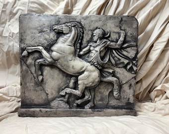 Greek Hero, Parthenon Frieze Horseman Relief Sculpture, Greek Equestrian Art
